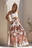 Kailah Brown Tropical Wide Leg Pants