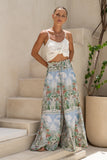 Elysara Green Tropical Wide Leg Pants