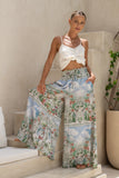 Elysara Green Tropical Wide Leg Pants