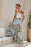 Elysara Green Tropical Wide Leg Pants