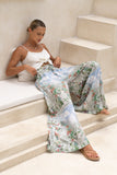 Elysara Green Tropical Wide Leg Pants