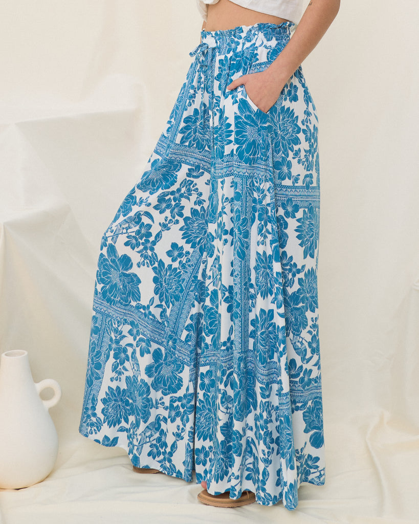 Effortless Luxe: Smocked Waist Boho Wide Leg Pants with Pockets