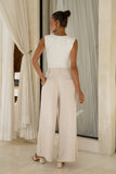 Keira Beige Wide Leg Pants