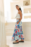 Lulu Blue Tropical Tiered Maxi Skirt