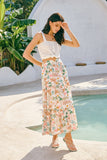 Paloma Brown Green Tropical Tiered Maxi Skirt