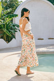 Paloma Brown Green Tropical Tiered Maxi Skirt