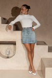 Aerin Two Tone Blue Denim Mini Skirt