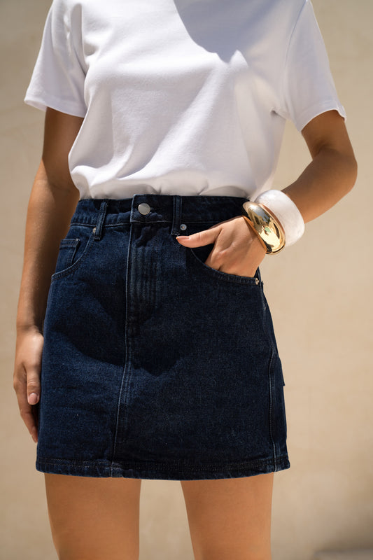 Eris Dark Blue Denim Mini Skirt