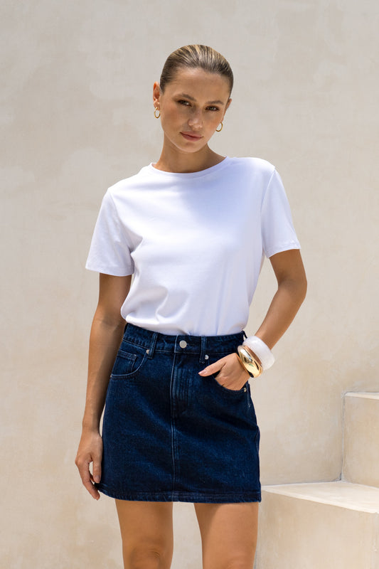 Eris Dark Blue Denim Mini Skirt