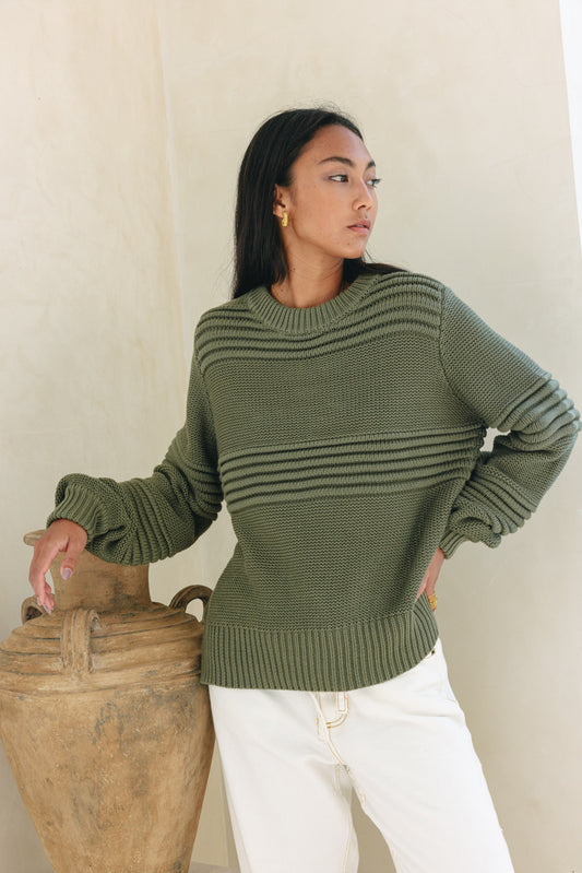 Jeanne Khaki Green Knit Sweater