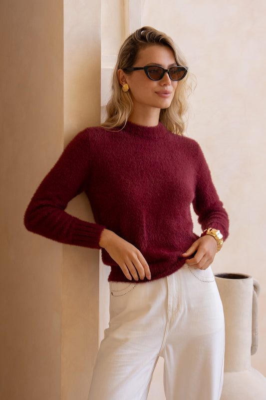 Jase Burgundy Red Knit Sweater