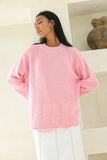 Claudia Pink Scallop Hem Knit Sweater