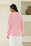 Claudia Pink Scallop Hem Knit Sweater