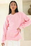 Claudia Pink Scallop Hem Knit Sweater