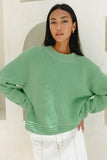 Claudia Green Scallop Hem Knit Sweater