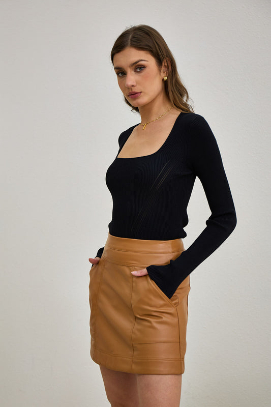 Jett Black Long Sleeve Knit Top