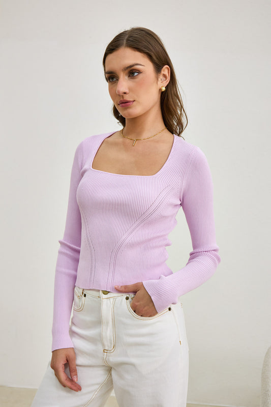 Jett Lilac Purple Long Sleeve Knit Top