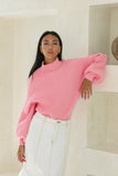 Grace Pink Balloon Sleeve Knit Sweater