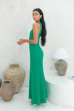 Amelia Green V-Neck Knit Maxi Dress