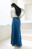 Remi Blue Denim Panel Maxi Skirt