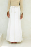 Remi White Denim Panel Maxi Skirt