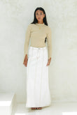 Remi White Denim Panel Maxi Skirt