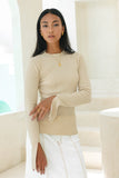 Vikki Beige Long Sleeve Knit Top