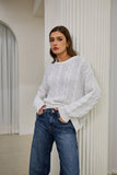 Faith White Cable Knit Sweater