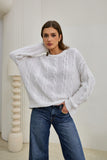 Faith White Cable Knit Sweater