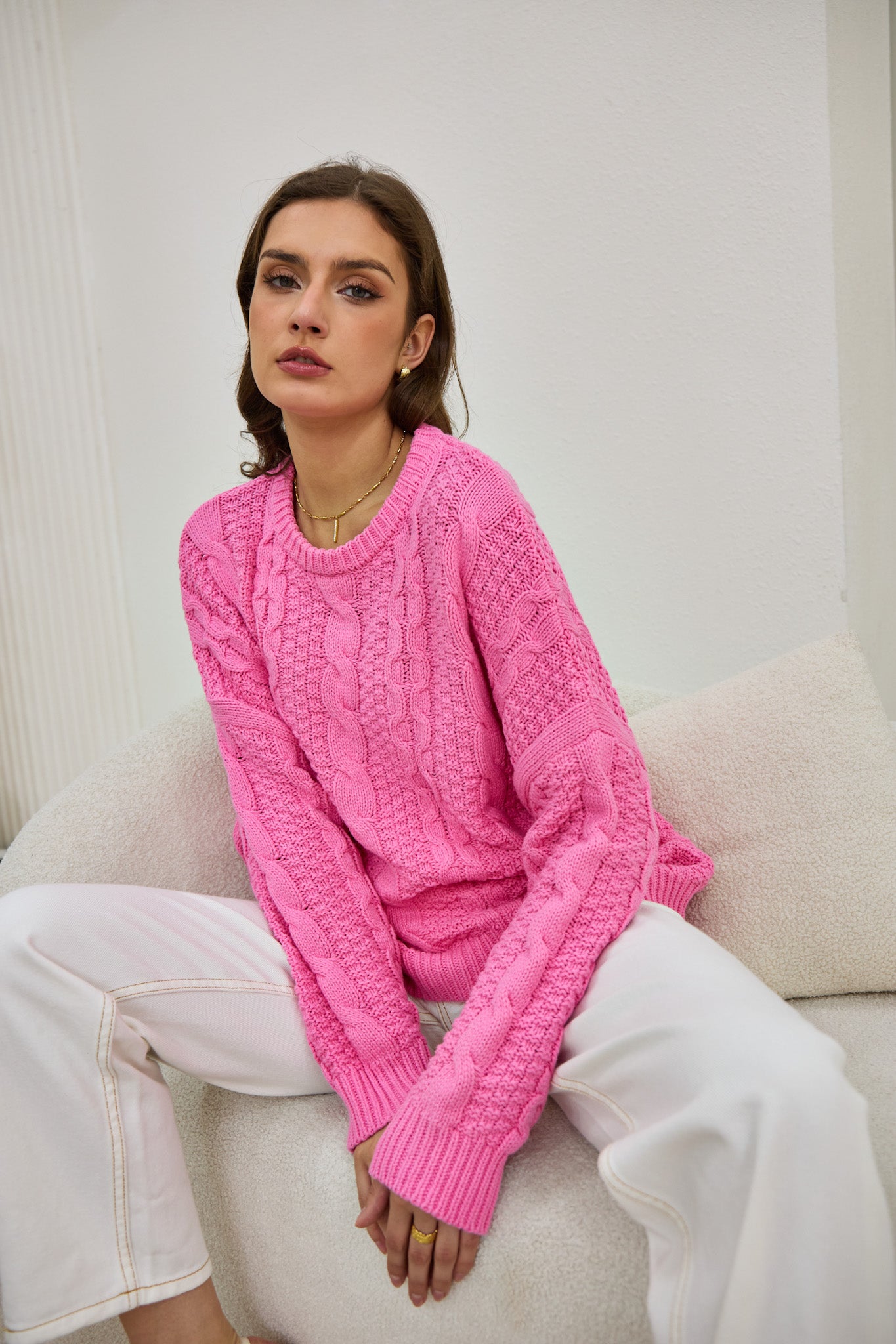 A cable knit sweater discount