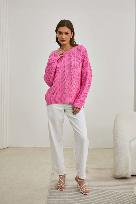 Faith Pink Cable Knit Sweater