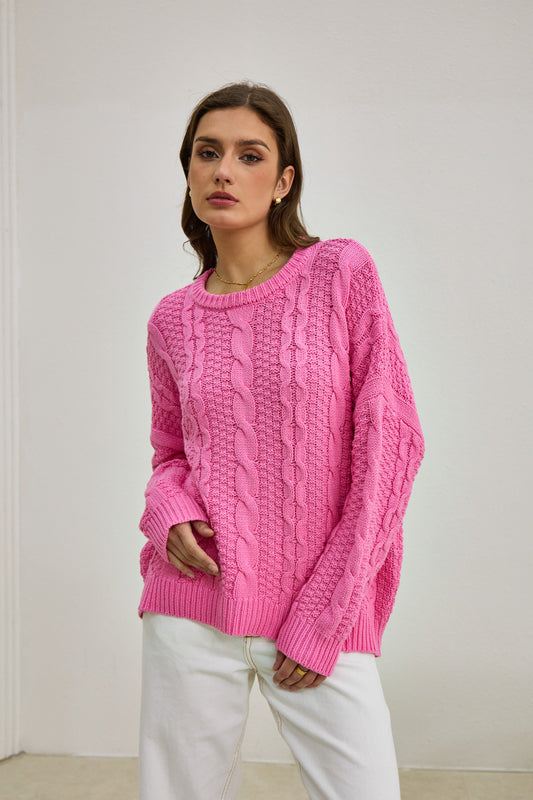 Faith Pink Cable Knit Sweater