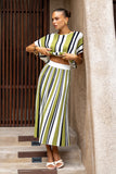 Vittoria Green Stripe Pleated Knit Top