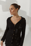 Kaori Black Crochet Knit Cardigan