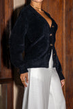 Mara Black Fluffy Knit Cardigan