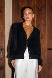 Mara Black Fluffy Knit Cardigan