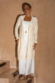 Elaine Cream Longline Crochet Knit Cardigan