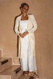 Elaine Cream Longline Crochet Knit Cardigan