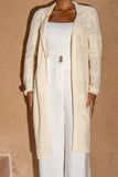 Elaine Cream Longline Crochet Knit Cardigan