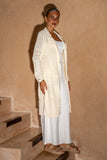 Elaine Cream Longline Crochet Knit Cardigan