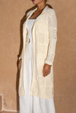 Elaine Cream Longline Crochet Knit Cardigan