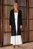 Elaine Black Longline Crochet Knit Cardigan