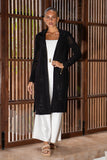 Elaine Black Longline Crochet Knit Cardigan
