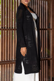Elaine Black Longline Crochet Knit Cardigan