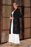 Elaine Black Longline Crochet Knit Cardigan