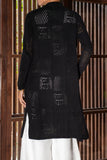 Elaine Black Longline Crochet Knit Cardigan