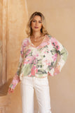 Margaret Pink Green Floral Knit Cardigan