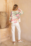 Margaret Pink Green Floral Knit Cardigan