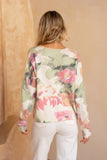 Margaret Pink Green Floral Knit Cardigan