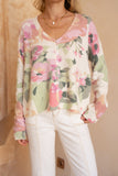 Margaret Pink Green Floral Knit Cardigan